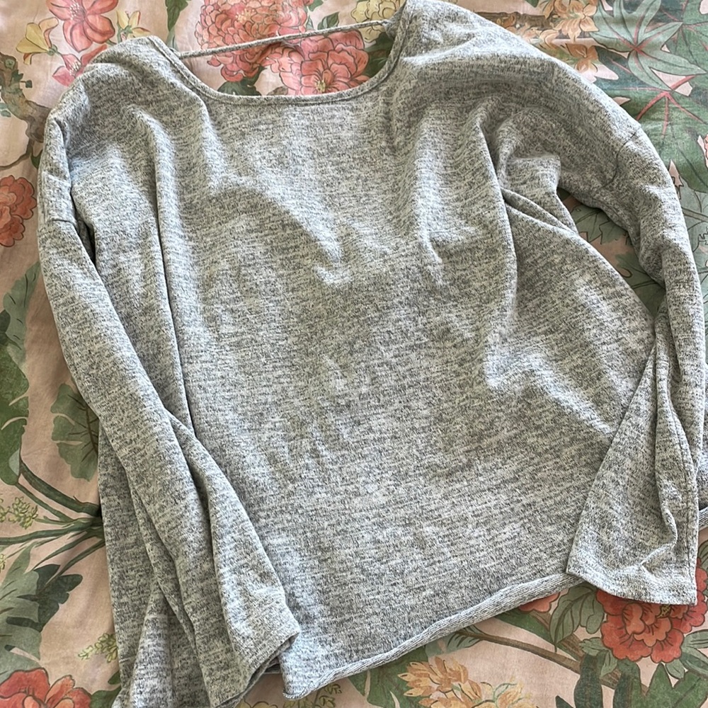 Gray sweater with open back